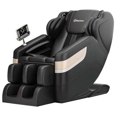 Real Relax Silla de masaje, reclinable, de cuerpo completo, con modos automáticos, LCD, Bluetooth, masaje de pies, color negro