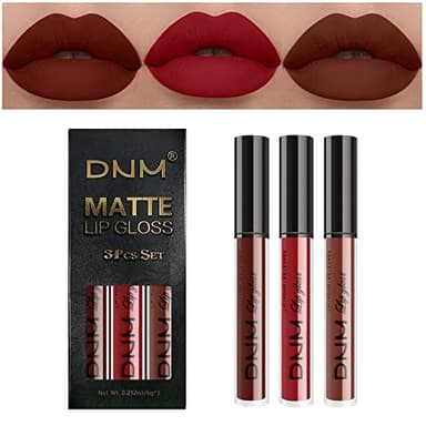 evpct - Juego de 3 labiales líquidos mate de 24 horas, rojo rubí oscuro permanente para mujeres negras, larga duración de 24 horas a prueba de manchas, labiales mate de larga duración 24 02