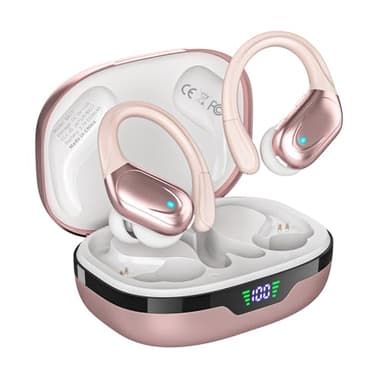 HAOYUYAN Auriculares inalámbricos, auriculares Bluetooth deportivos, auriculares deportivos con 80 horas de reproducción, con pantalla de alimentación LED, auriculares con cancelación de ruido