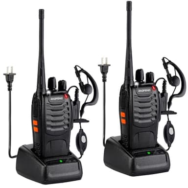 Baofeng Walkie Talkies 888S recargable de largo alcance con auriculares para adultos, radio profesional de 16 canales, radios bidireccionales de mano, batería de iones de litio y cargador incluidos