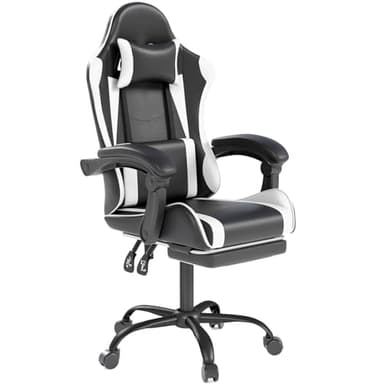 OS MOTOR Silla para juegos con apoyacabezas y soporte lumbar, silla ergonómica de oficina con respaldo alto, silla de escritorio para computadora estilo carreras ejecutivas, silla de cuero ajustable