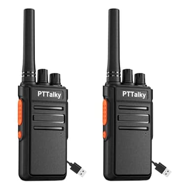 PTTalky Walkie Talkies FR1 de largo alcance, mini 16 canales FRS recargables manos libres radios bidireccionales con cargador USB-C para familia, escuela, campamento, senderismo (paquete de 2)