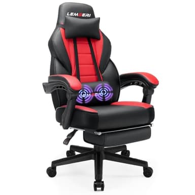 LEMBERI Sillas de videojuegos con reposapiés, silla de jugador grande y alta para adultos, capacidad de 400 libras, silla de computadora estilo carreras con reposacabezas y soporte lumbar