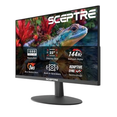 Sceptre Nuevo monitor para juegos de 22 pulgadas de hasta 144 Hz HDMI DisplayPort altavoces integrados, negro máquina 2026 (Serie E225W-FW144)
