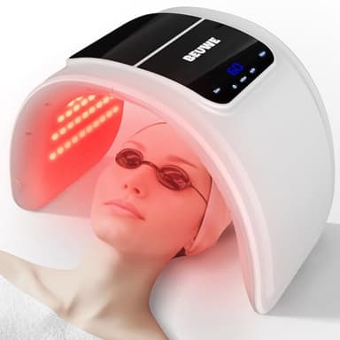 Máscara de Terapia de Luz Roja Beuwe, Terapia de Luz Led para la Cara, Máscara Facial Led de 7 Colores, Herramienta de Terapia de Luz Facial Led para el Cuidado de la Piel en el Hogar, Máscara de