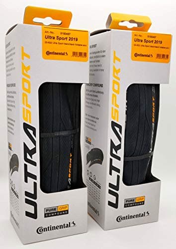 Continental Ultra Sport III - Neumático para bicicleta de carretera, color negro, neumático de carretera versátil con diseño moderno de banda de rodadura, clasificación E25 Ebike - PureGrip 700 x 25, paquete de 2