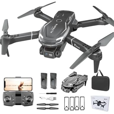 FLYVISTA Mini dron genial con cámara para niños, adultos principiantes, cámara FPV 1080P dron de control remoto para niños con 3 baterías, despegue y aterrizaje con un solo clic, retención de altitud