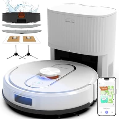 Bagotte Combo robot de aspiradora y trapeador, aspiradora robótica de 6000 Pa con mapeo, estación de autovaciado para 90 días de limpieza manos libres, navegación LiDAR, control de voz Wi-Fi/App/Alexa
