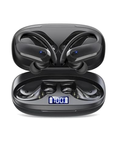 Auriculares inalámbricos, auriculares Bluetooth 5.4, auriculares deportivos con ganchos para los oídos, auriculares Bluetooth impermeables IPX7, auriculares de reproducción de 80 horas, peso de 0.28
