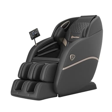 Real Relax Silla de masaje 3D de cuerpo completo, SL-Track, reclinable de gravedad cero con 16 modos de masaje, escaneo corporal, rodillos de pies, Bluetooth, Favor-22 negro