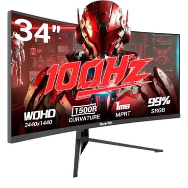 Monitor curvo para juegos de 34 pulgadas, UWQHD 3440 x 1440 100 Hz 1500R, 1ms MPRT, HDR, AMD FreeSync, 95% DCI-P3, puertos HDMI/DP, montaje VESA