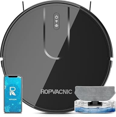 ROPVACNIC Robot aspirador robot aspirador y trapeador combinado con succión de 5200 Pa, ajustes de limpieza personalizados, aspiradora robótica de carga automática, evita obstáculos avanzados