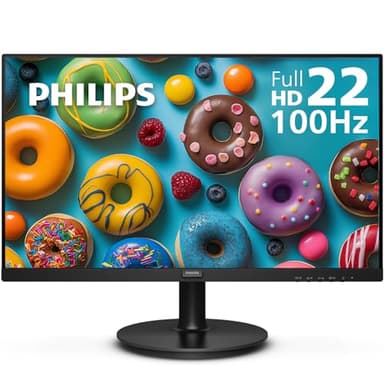 Philips 221V8LB Monitor Full HD de 22 pulgadas (1920 x 1080), frecuencia de actualización de 100 Hz, VESA, HDMI x1, VGA x1, modo LowBlue, sincronización adaptativa, garantía de reemplazo anticipada de 4 años