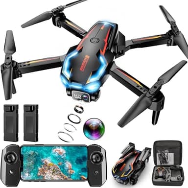 Dron con cámara para adultos, drones FPV HD 2K con soporte de altitud mejorado, despegue y aterrizaje con una tecla, ajuste de velocidad, modo sin cabeza, 2 baterías, juguetes y regalos para niños y