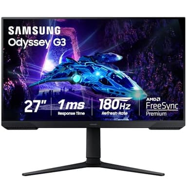 Samsung Monitor para juegos Odyssey G3 (G30D) de 27 pulgadas serie FHD, 1ms, 180Hz, AMD FreeSync, soporte ajustable, ecualizador negro, punto de objetivo virtual, modo protector de ojos, sin parpadeo, LS27DG302ENXZA