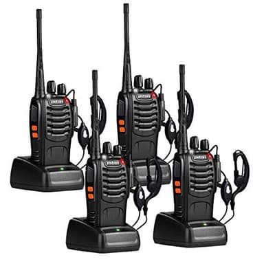 pxton Walkie Talkies de largo alcance para adultos con auriculares, 16 canales Walky Talky recargable de mano de dos vías radios con linterna batería de iones de litio y cargador (paquete de 4)