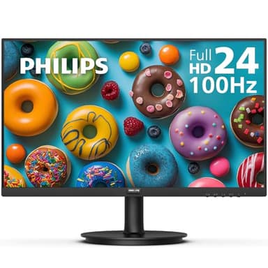 Philips Monitor Full HD sin marco de 24 pulgadas (1920 x 1080) de 100 Hz, VESA, 1 puerto VGA, 1 puerto VGA, cuidado ocular, garantía de reemplazo anticipado de 4 años, 241V8 LB, negro