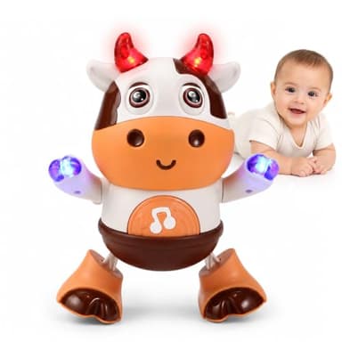 ARHEQI Juguetes para el tiempo boca abajo, Juguetes Musicales de Vaca para niños de 6-12 meses