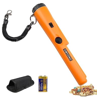 Dmyond Detector de metales Pinpointer - Varita puntero de mano profesional impermeable - Detección de alta sensibilidad de 360° - Sonda buscadora de búsqueda de tesoros para adultos y niños, naranja