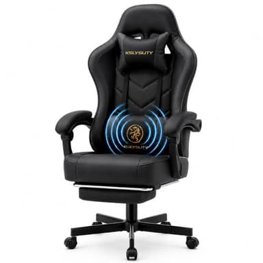 Silla de escritorio de oficina para juegos para adultos, silla ergonómica de respaldo alto con masaje y cojín de resorte de bolsillo, sillas giratorias cómodas para videojuegos con reposapiés y