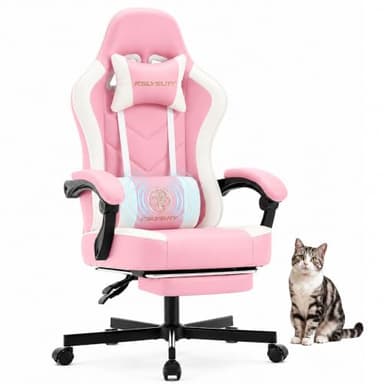 Mistpeople - Silla ergonómica para videojuegos, silla ergonómica de respaldo alto para computadora con reposapiés, soporte lumbar y cojín de resorte de bolsillo, cómoda silla giratoria para escritorio