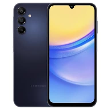 SAMSUNG Galaxy A15 5G (128 GB, 2024) 6.5" AMOLED 90Hz, cámara de 50MP, 4G VoLTE (modelo internacional totalmente desbloqueado para AT&T, T-Mobile, Verizon, Global) A156U (Azul Negro) (reacondicionado)