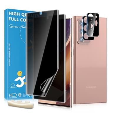 JavoYion Paquete de 2 protectores de pantalla de privacidad para Samsung Galaxy Note 20 Ultra (no de vidrio), 2 protectores de lente, compatible con huellas dactilares, antiespía, protector de pantalla de privacidad para Note 20 Ultra 5G