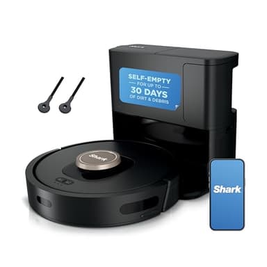 Shark AV2501AE - Robot aspirador AI con base autovaciante XL HEPA, sin bolsa, capacidad de 60 días, navegación LIDAR, perfecta para pelo de mascotas, compatible con Alexa, conexión Wi-Fi, alfombra y
