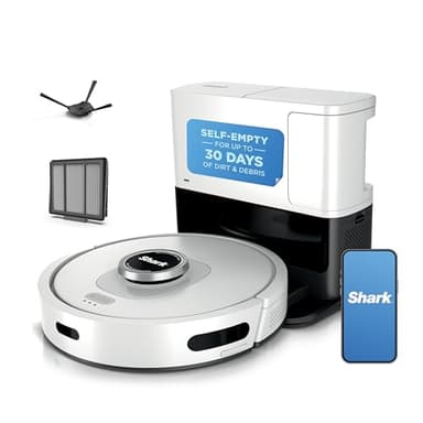 Shark Matrix Clean | Robot aspirador con potente succión para pelo de mascotas, alfombras y suelos duros, base autovaciante, capacidad de 60 días, control de voz, navegación LiDAR | Blanco | AV2511AE