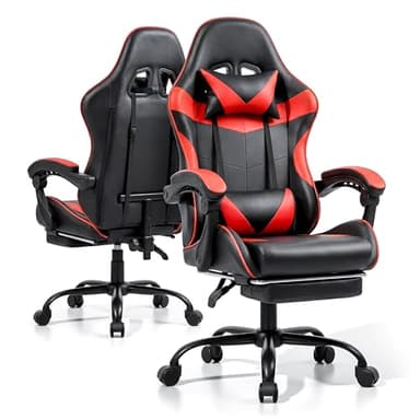 ZABINS Silla de juegos con reposapiés y soporte lumbar, silla de altura ajustable con silla de escritorio de oficina de 360°, silla de computadora resistente de 330 libras para adultos