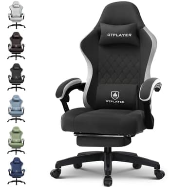 GTPLAYER Silla Gaming, Silla de Oficina para Computadora con Cojín de Resorte de Bolsillo, Reposabrazos de Conexión y Reposapiés, Silla Ergonómica de Computadora de Respaldo Alto con Soporte Lumbar