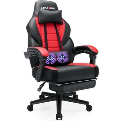 LEMBERI Sillas de videojuegos con reposapiés, silla de jugador grande y alta para adultos, capacidad de 400 libras, silla de computadora estilo carreras con reposacabezas y soporte lumbar