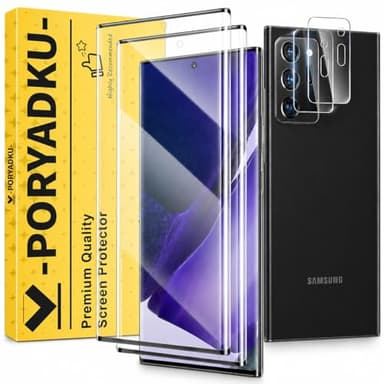 V-PORYADKU Paquete de 2 protectores de pantalla para Samsung Galaxy Note 20 Ultra (6.9 pulgadas) + 2 protectores de lente de cámara, desbloqueo de huellas dactilares, transparente HD, compatible con